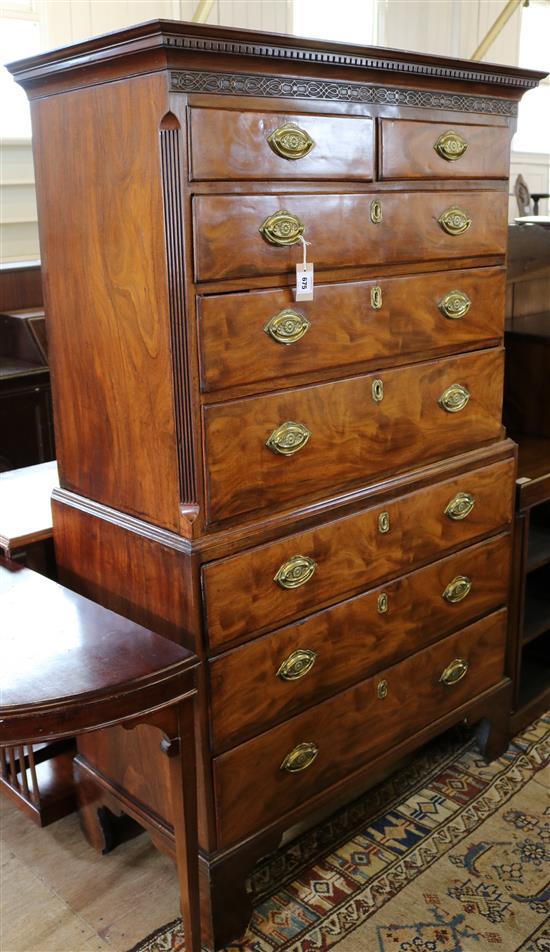 A George III mahogany chest on chest, W.3ft 6in. D.1ft 9in. H.5ft 10in.